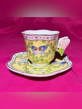 Formalities by Baum Bros Hand -Painted Butterfly Floral Teacup and Saucer